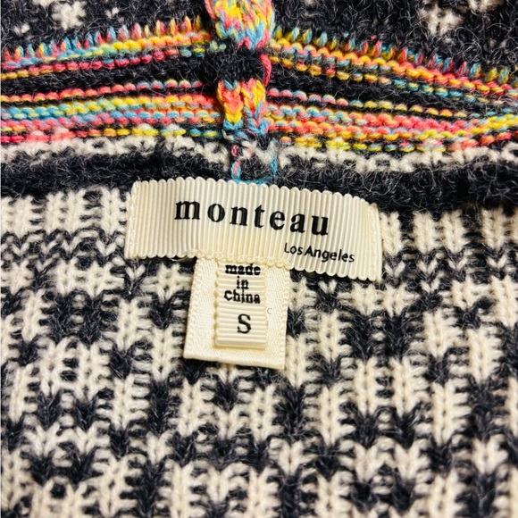 Monteau Hooded Intarsia Duster Cardigan NWOT SIZE SMALL - Picture 6 of 7